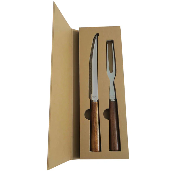 Acacia Wood & Steel Slicing and Carving Knife Set