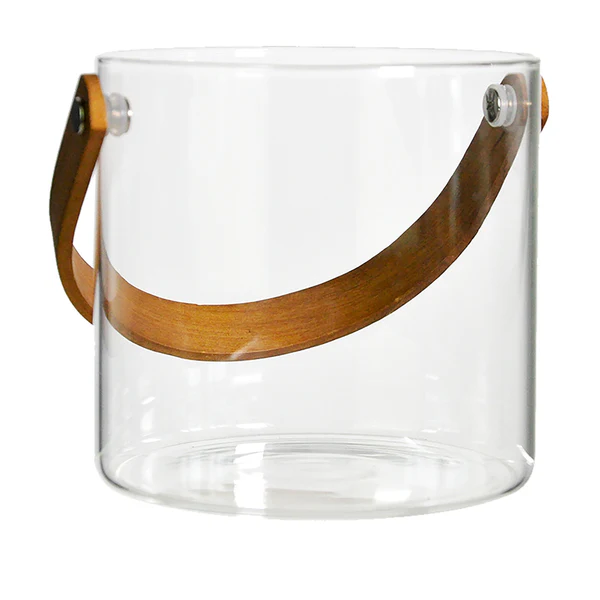 Glass and Bamboo Ice Bucket
