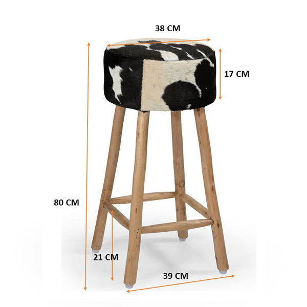 Cowhide Industrial Bar Stool