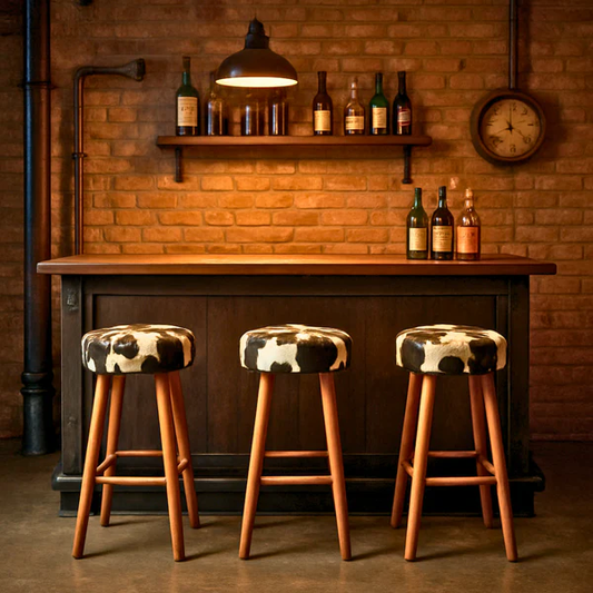 Cowhide Industrial Bar Stool
