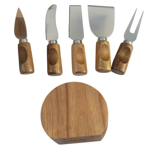 Rubber Wood & Steel Cheese Knife Set