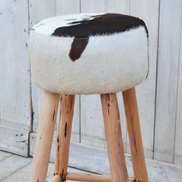 Cowhide Industrial Bar Stool