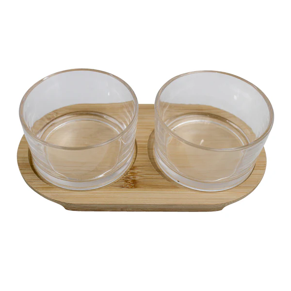 Glass Bowls With Tray - 3 Piece Set