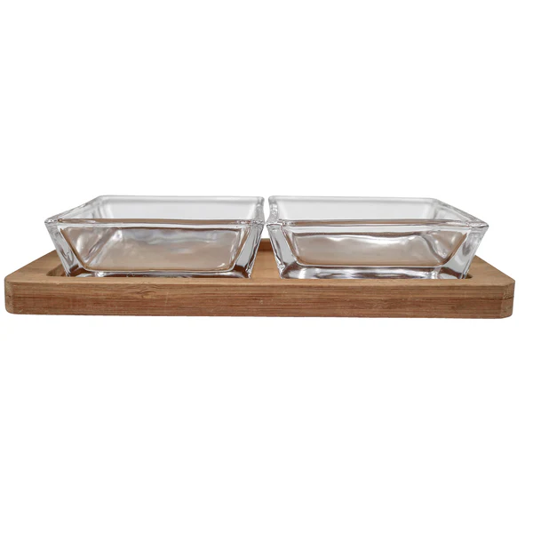 Square Glass Bowls Serving Set - 3 Piece