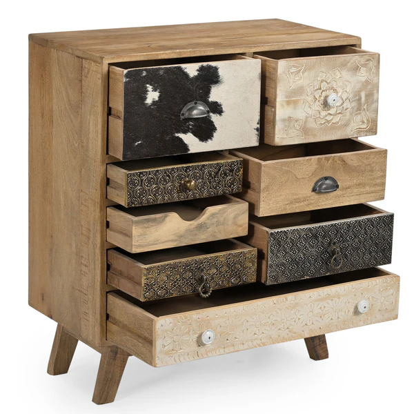 Scandi Handmade Solid Timber Cowhide Cabinet